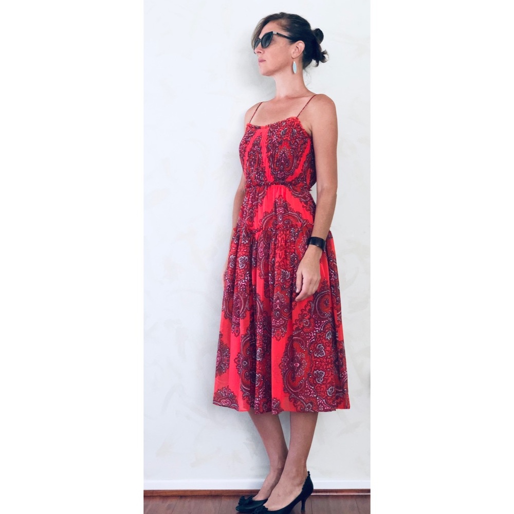 Banana Republic Red Chiffon Midi Dress